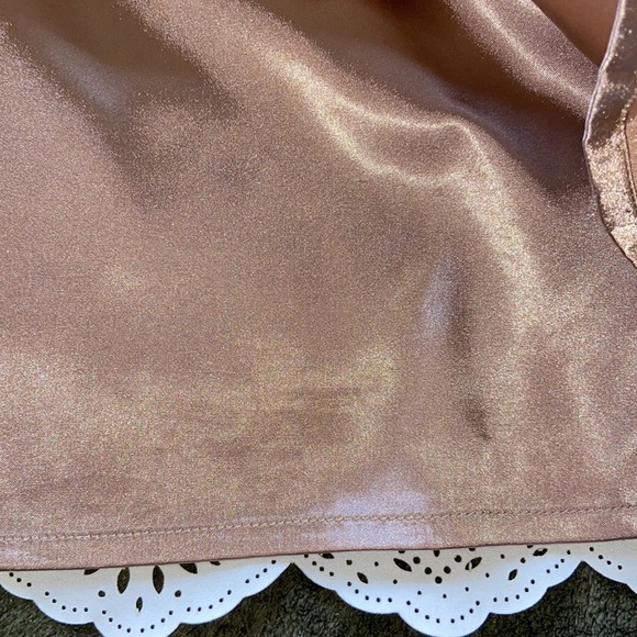 Forever 22 Cream Ivory Vegan Leather Mini Skirt Laser Cutouts Scalloped Hem Sz12 - Picture 6 of 15